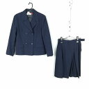 ブレザー スカート 上下2点セット L トンボ 冬物 女子 学生服 中学 高校 紺 制服 中古 ランクC NA0916