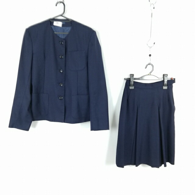 ジャケット スカート 上下2点セット 大きいサイズ 冬物 女子 学生服 中学 高校 紺 制服 中古 ランクC NA0919