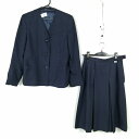 イートン スカート 上下2点セット L 冬物 女子 学生服 中学 高校 紺 制服 中古 ランクC NA1005