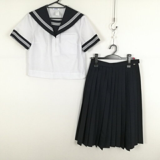 セーラー服 スカート 上下2点セット 夏物 白3本線 女子 学生服 中学 高校 白 制服 中古 ランクC NA1013 セーラー服 スカート 上下2点セット 夏物 白3本線 女子 学生服 中学 高校 白 制服 中古 ランクC NA1013