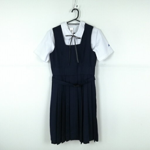 ジャンパースカート 紐タイ バスト90 ウエスト76 冬物 女子 学生服 中学 高校 紺 制服 中古 ランクB NA7294 ジャンパースカート 紐タイ バスト90 ウエスト76 冬物 女子 学生服 中学 高校 紺 制服 中古 ランクB NA7294
