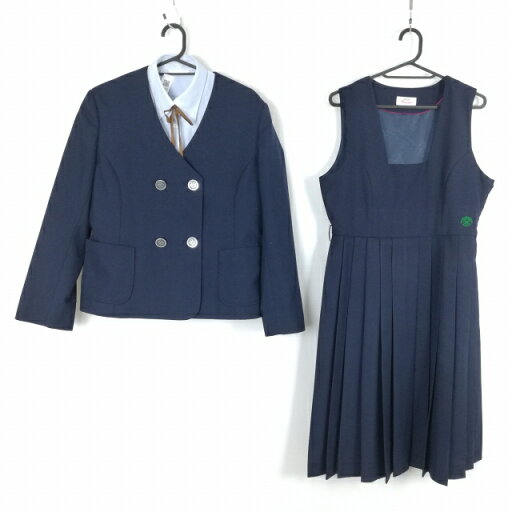 イートン ジャンパースカート 紐タイ 上下4点セット 大きいサイズ 冬物 女子 学生服 熊本江原中学 紺 制服 中古 ランクC EY7098 イートン ジャンパースカート 紐タイ 上下4点セット 大きいサイズ 冬物 女子 学生服 熊本江原中学 紺 制服 中古 ランクC EY7098