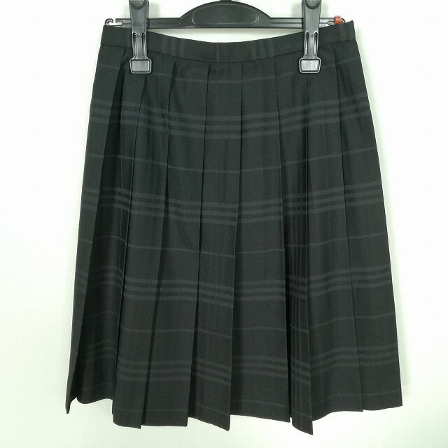 スクールスカート 夏物 w63-丈55 チェック 中学 高校 プリーツ 学生服 制服 女子 中古 HK9174