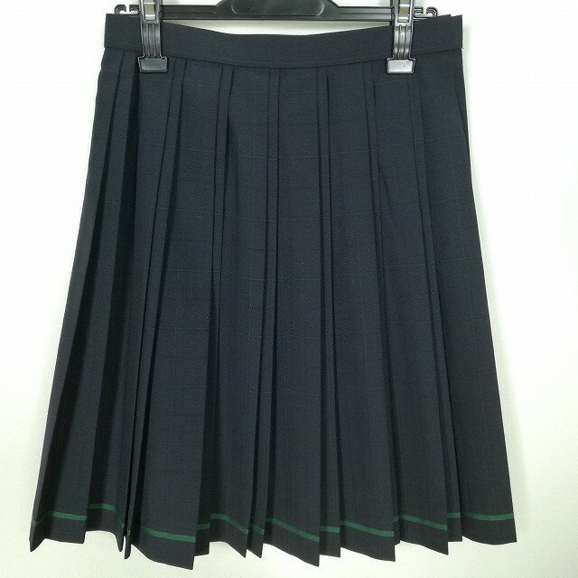スクールスカート 夏物 w66-丈57 チェック 中学 高校 プリーツ 学生服 制服 女子 中古 HK9187