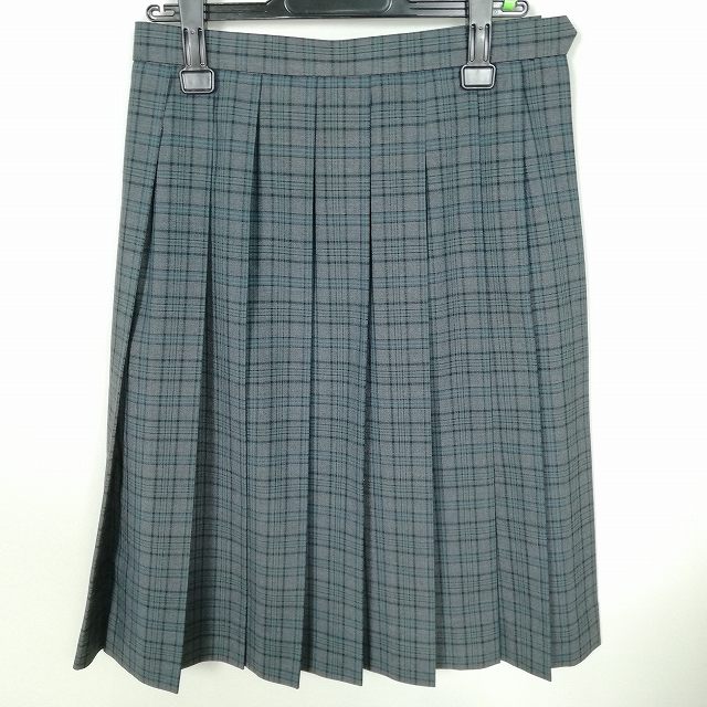 スクールスカート 夏物 w66-丈62 チェック 中学 高校 プリーツ 学生服 制服 女子 中古 HK9193