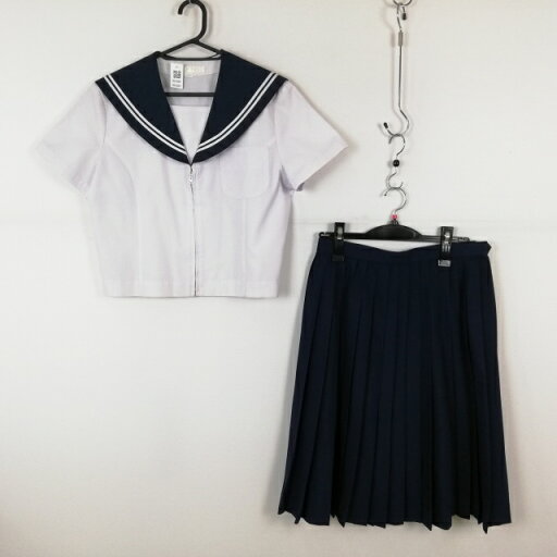 セーラー服 スカート 上下2点セット 170A 夏物 白2本線 女子 学生服 中学 高校 白 制服 中古 ランクC NA1069 セーラー服 スカート 上下2点セット 170A 夏物 白2本線 女子 学生服 中学 高校 白 制服 中古 ランクC NA1069