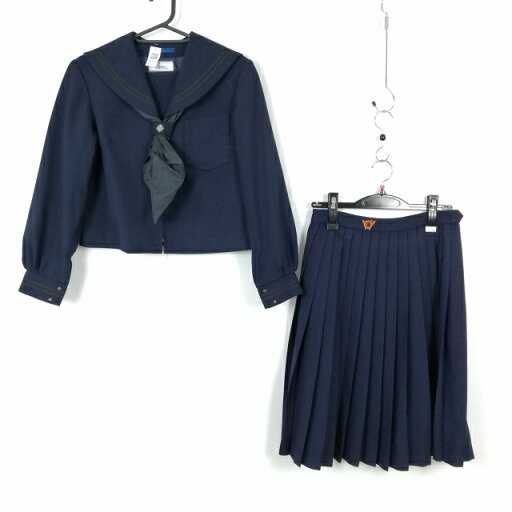 セーラー服 スカート スカーフ 上下3点セット 155A カンコー 冬物 黒2本線 女子 学生服 中学 高校 紺 制服 中古 ランクC NA1097 セーラー服 スカート スカーフ 上下3点セット 155A カンコー 冬物 黒2本線 女子 学生服 中学 高校 紺 制服 中古 ランクC NA1097