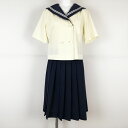 セーラー服 スカート 上下2点セット 夏物 白2本線 女子 学生服 福島郡山商業高校 オフ白 制服 中古 ランクC NA1105