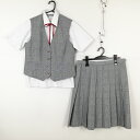 ベスト チェックスカート 紐タイ 上下4点セット 指定 富士ヨット 夏物 女子 学生服 東京立川第三中学 制服 中古 ランクC NA1155