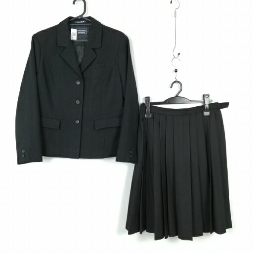 ブレザー スカート 上下2点セット 大きいサイズ 冬物 女子 学生服 中学 高校 黒 制服 中古 ランクC NA1158 ブレザー スカート 上下2点セット 大きいサイズ 冬物 女子 学生服 中学 高校 黒 制服 中古 ランクC NA1158