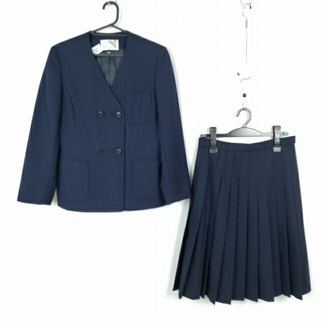 イートン スカート 上下2点セット 160A 冬物 女子 学生服 中学 高校 紺 制服 中古 ランクB NA1159
