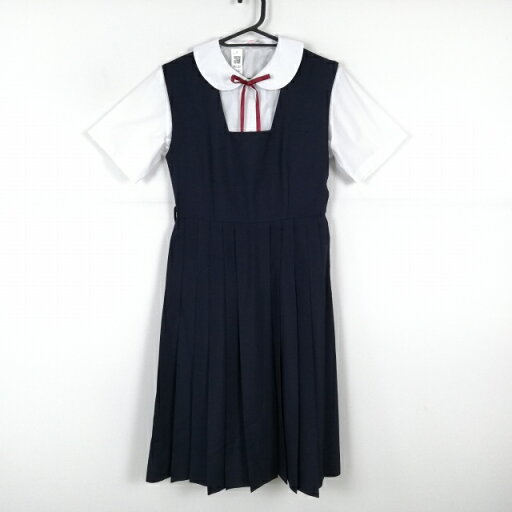 ジャンパースカート 紐タイ バスト84 ウエスト68 夏物 女子 学生服 中学 高校 紺 制服 中古 ランクC NA1332 ジャンパースカート 紐タイ バスト84 ウエスト68 夏物 女子 学生服 中学 高校 紺 制服 中古 ランクC NA1332
