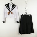 セーラー服 スカート スカーフ 上下3点セット 中間服 白3本線 女子 学生服 中学 高校 白 ヒロミチナカノ 制服 中古 ランクC NA1347