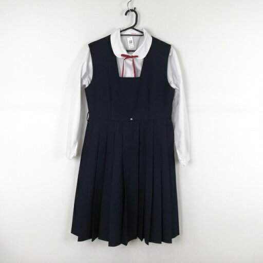 ジャンパースカート 紐タイ バスト94 ウエスト80 冬物 女子 学生服 中学 高校 紺 制服 中古 ランクC NA1377 ジャンパースカート 紐タイ バスト94 ウエスト80 冬物 女子 学生服 中学 高校 紺 制服 中古 ランクC NA1377