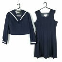 セーラー服 ジャンパースカート 上下2点セット 冬物 白1本線 女子 学生服 中学 高校 紺 制服 中古 ランクC NA1438
