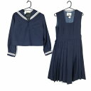 セーラー服 ジャンパースカート 上下2点セット パリス 冬物 白3本線 女子 学生服 中学 高校 紺 制服 中古 ランクC NA1542