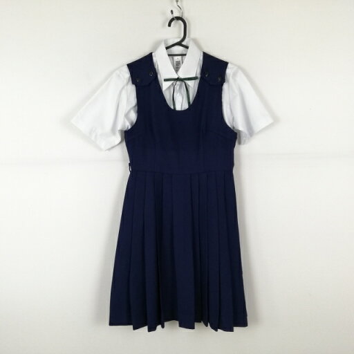 ジャンパースカート 紐タイ バスト80 ウエスト68 冬物 女子 学生服 中学 高校 花紺 制服 中古 ランクC NA1619 ジャンパースカート 紐タイ バスト80 ウエスト68 冬物 女子 学生服 中学 高校 花紺 制服 中古 ランクC NA1619