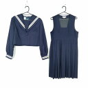 セーラー服 ジャンパースカート 上下2点セット 冬物 白2本線 女子 学生服 中学 高校 紺 制服 中古 ランクC NA1771