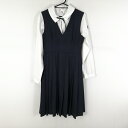 ジャンパースカート 紐タイ バスト82 ウエスト68 冬物 女子 学生服 中学 高校 紺 制服 中古 ランクC NA1852