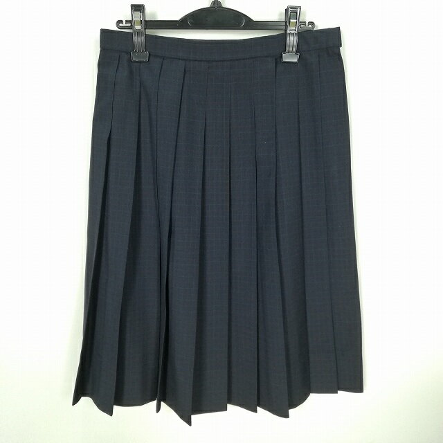 スクールスカート 大きいサイズ 夏物 w72-丈65 チェック 中学 高校 プリーツ 学生服 制服 女子 中古 HK9631
