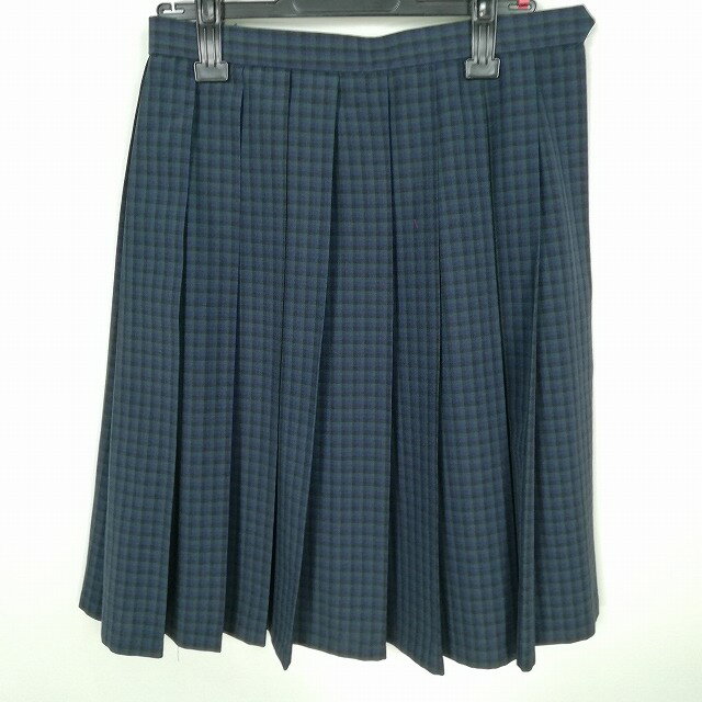スクールスカート 夏物 w63-丈58 チェック 中学 高校 プリーツ 学生服 制服 女子 中古 HK9639