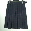 スクールスカート 夏物 w60-丈55 チェック 中学 高校 プリーツ 学生服 制服 女子 中古 HK9676