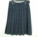 スクールスカート 冬物 w60-丈59 チェック 中学 高校 プリーツ 学生服 制服 女子 中古 HK9680