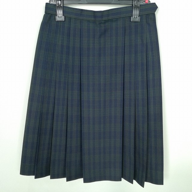 スクールスカート 冬物 w63-丈62 チェック 中学 高校 プリーツ 学生服 制服 女子 中古 HK9683
