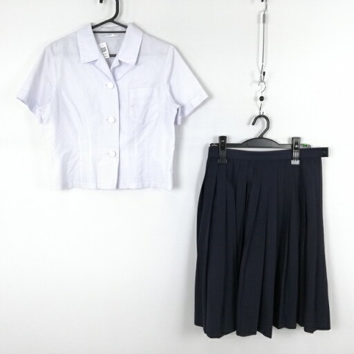 ブラウス スカート 上下2点セット L 夏物 女子 学生服 中学 高校 白 制服 中古 ランクC NA2095 ブラウス スカート 上下2点セット L 夏物 女子 学生服 中学 高校 白 制服 中古 ランクC NA2095