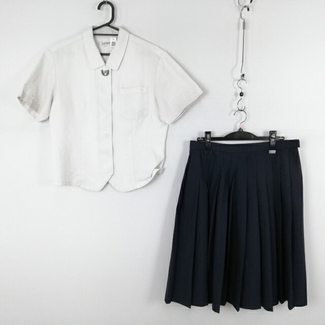 ブラウス スカート 上下2点セット L 大きいサイズ トンボ 夏物 女子 学生服 福岡玄洋高校 白 制服 中古 ランクC NA2120