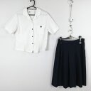 ブラウス スカート 上下2点セット L 大きいサイズ 夏物 女子 学生服 兵庫姫路東中学 白 制服 中古 ランクC NA2199