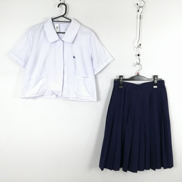 ブラウス スカート 上下2点セット 大きいサイズ 夏物 女子 学生服 兵庫飾磨高校 白 制服 中古 ランクC NA2205