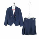 ブレザー スカート 紐タイ 上下4点セット 165A 大きいサイズ 富士ヨット 冬物 女子 学生服 兵庫福崎高校 紺 制服 中古 ランクC NA2244