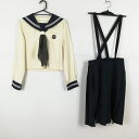 セーラー服 スカート スカーフ 上下3点セット M 中間服 白3本線 女子 学生服 兵庫東洋大学附属姫路高校 オフ白 制服 中古 ランクC NA2245