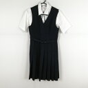 ジャンパースカート 紐タイ バスト82 ウエスト70 冬物 女子 学生服 中学 高校 紺 制服 中古 ランクC EY4509