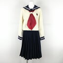 セーラー服 スカート スカーフ 上下3点セット M 中間服 白3本線 女子 学生服 兵庫東洋大学附属姫路高校 オフ白 制服 中古 ランクC NA2333