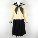 セーラー服 スカート スカーフ 3点セット 160A 富士ヨット 冬物 白3本線 女子 学生服 福岡博多女子高校 オフ白 制服 中古 ランクC NA2335