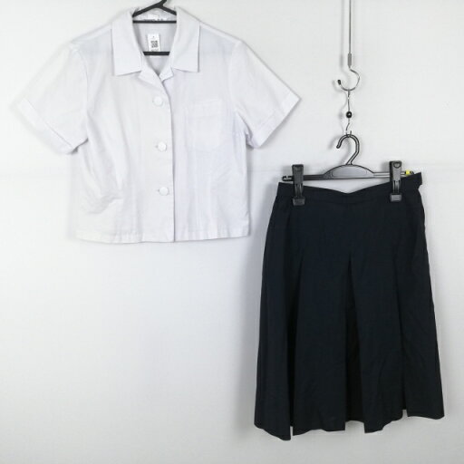 ブラウス スカート 上下2点セット 夏物 女子 学生服 中学 高校 白 制服 中古 ランクC NA2347 ブラウス スカート 上下2点セット 夏物 女子 学生服 中学 高校 白 制服 中古 ランクC NA2347