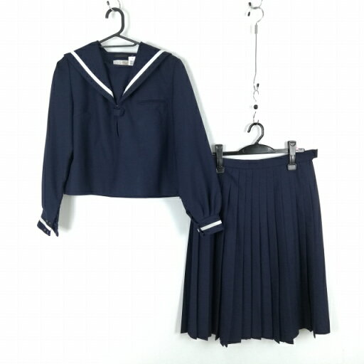 セーラー服 スカート 上下2点セット 165A 大きいサイズ 冬物 白1本線 女子 学生服 中学 高校 紺 制服 中古 ランクC NA2407 セーラー服 スカート 上下2点セット 165A 大きいサイズ 冬物 白1本線 女子 学生服 中学 高校 紺 制服 中古 ランクC NA2407