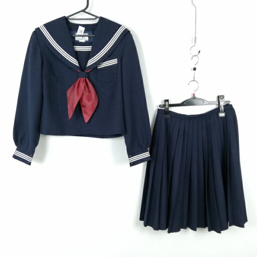 セーラー服 スカート スカーフ 上下3点セット 大きいサイズ カンコー 冬物 白3本線 女子 学生服 中学 高校 紺 中古 ランクC NA2484 セーラー服 スカート スカーフ 上下3点セット 大きいサイズ カンコー 冬物 白3本線 女子 学生服 中学 高校 紺 中古 ランクC NA2484