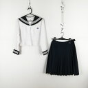 セーラー服 スカート 上下2点セット M 中間服 白3本線 女子 学生服 広島修道大学附属鈴峯女子中学 白 制服 中古 ランクC NA2486