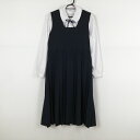 ジャンパースカート 紐タイ バスト88 ウエスト78 冬物 女子 学生服 中学 高校 紺 制服 中古 ランクC EY5277