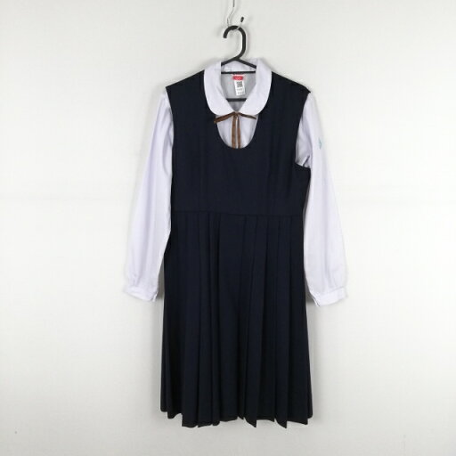 ジャンパースカート 紐タイ バスト90 ウエスト74 冬物 女子 学生服 中学 高校 紺 制服 中古 ランクC EY5327 ジャンパースカート 紐タイ バスト90 ウエスト74 冬物 女子 学生服 中学 高校 紺 制服 中古 ランクC EY5327