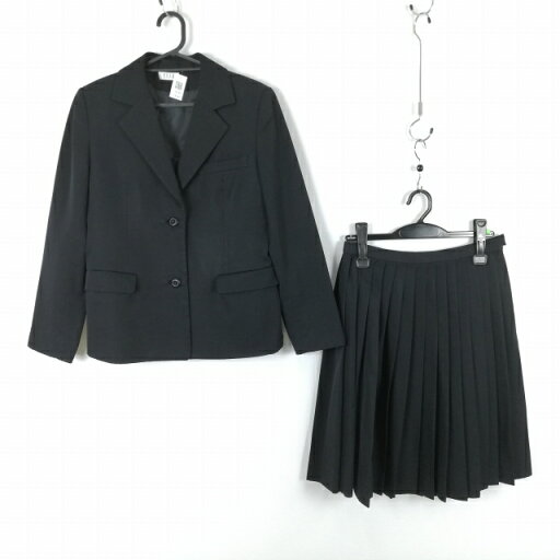 ブレザー ベスト スカート 上下3点セット 160A ELLE 冬物 女子 学生服 中学 高校 黒 制服 中古 ランクC EY8540 ブレザー ベスト スカート 上下3点セット 160A ELLE 冬物 女子 学生服 中学 高校 黒 制服 中古 ランクC EY8540