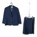 ブレザー ベスト スカート 上下3点セット 冬物 女子 学生服 中学 高校 紺 制服 中古 ランクC EY8742
