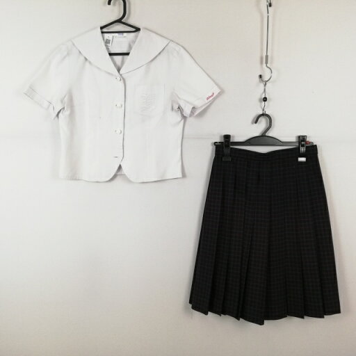 セーラー服 チェックスカート 上下2点セット 夏物 女子 学生服 兵庫姫路高校 白 制服 中古 ランクC NA2514 セーラー服 チェックスカート 上下2点セット 夏物 女子 学生服 兵庫姫路高校 白 制服 中古 ランクC NA2514
