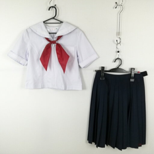 セーラー服 スカート スカーフ 上下3点セット 夏物 白3本線 女子 学生服 中学 高校 白 制服 中古 ランクC NA2538 セーラー服 スカート スカーフ 上下3点セット 夏物 白3本線 女子 学生服 中学 高校 白 制服 中古 ランクC NA2538