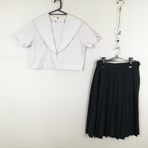 セーラー服 スカート 上下2点セット 大きいサイズ 夏物 白3本線 女子 学生服 福岡京都高校 白 制服 中古 ランクC NA2582 セーラー服 スカート 上下2点セット 大きいサイズ 夏物 白3本線 女子 学生服 福岡京都高校 白 制服 中古 ランクC NA2582