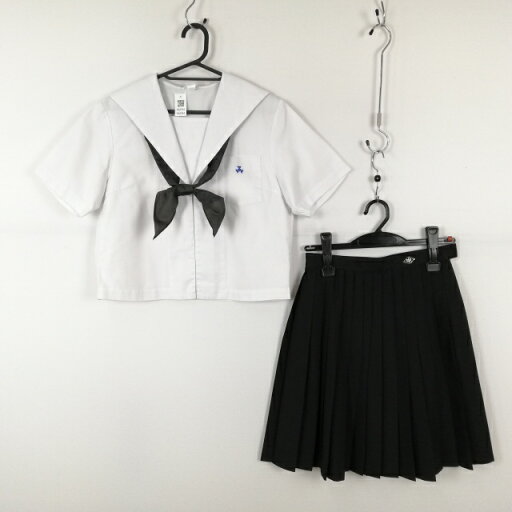 セーラー服 スカート スカーフ 上下3点セット 夏物 女子 学生服 高知小津高校 白 制服 中古 ランクC NA2594 セーラー服 スカート スカーフ 上下3点セット 夏物 女子 学生服 高知小津高校 白 制服 中古 ランクC NA2594