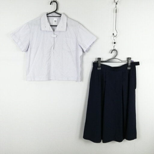 ブラウス スカート 上下2点セット 大きいサイズ 夏物 女子 学生服 中学 高校 白 制服 中古 ランクC NA2634 ブラウス スカート 上下2点セット 大きいサイズ 夏物 女子 学生服 中学 高校 白 制服 中古 ランクC NA2634